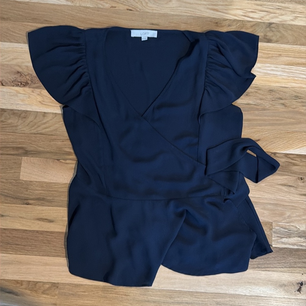 Loft Elegant Navy Wrap Top - Picture 2 of 5